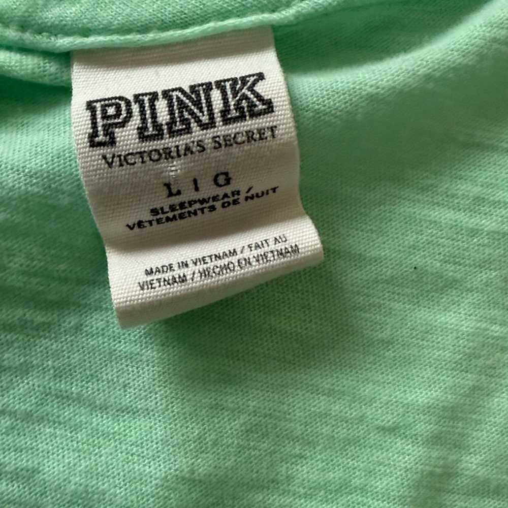 PINK Victoria's Secret Light Green V-Neck Sleepwear Tee - Picture 2 of 4